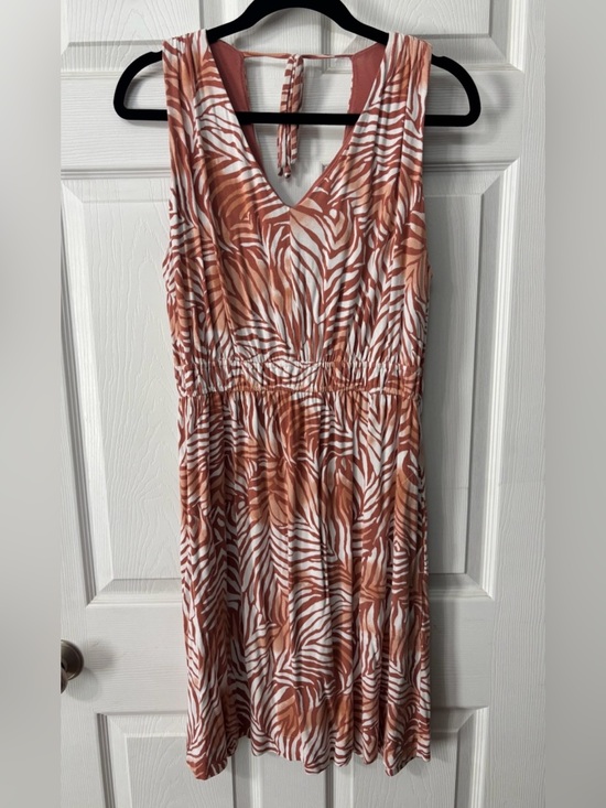 Soma Dresses & Skirts - SOMA Weekend Sleeveless Double VNeck Dress Women's Large Pockets Zebra Print